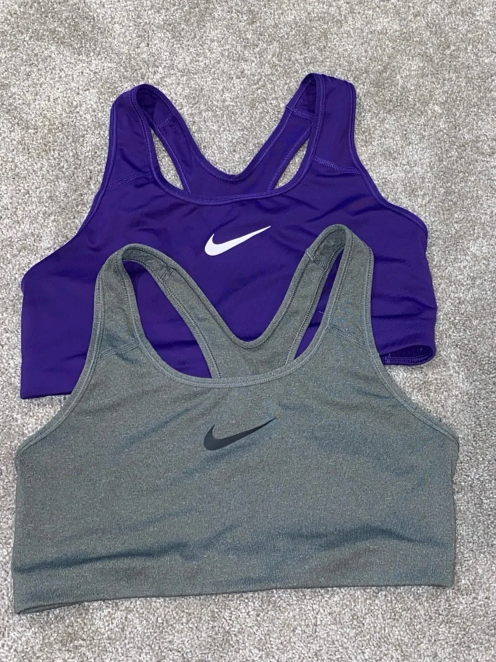 Nike Sports Bra Bundle Swoosh Medium Support Gray And Purple Size L Not Padded